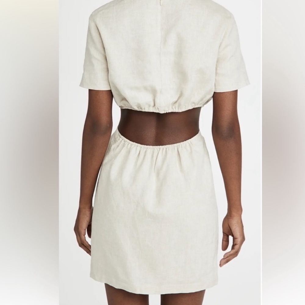 STAUD
LINEN CUT OUT MINI DRESS cream